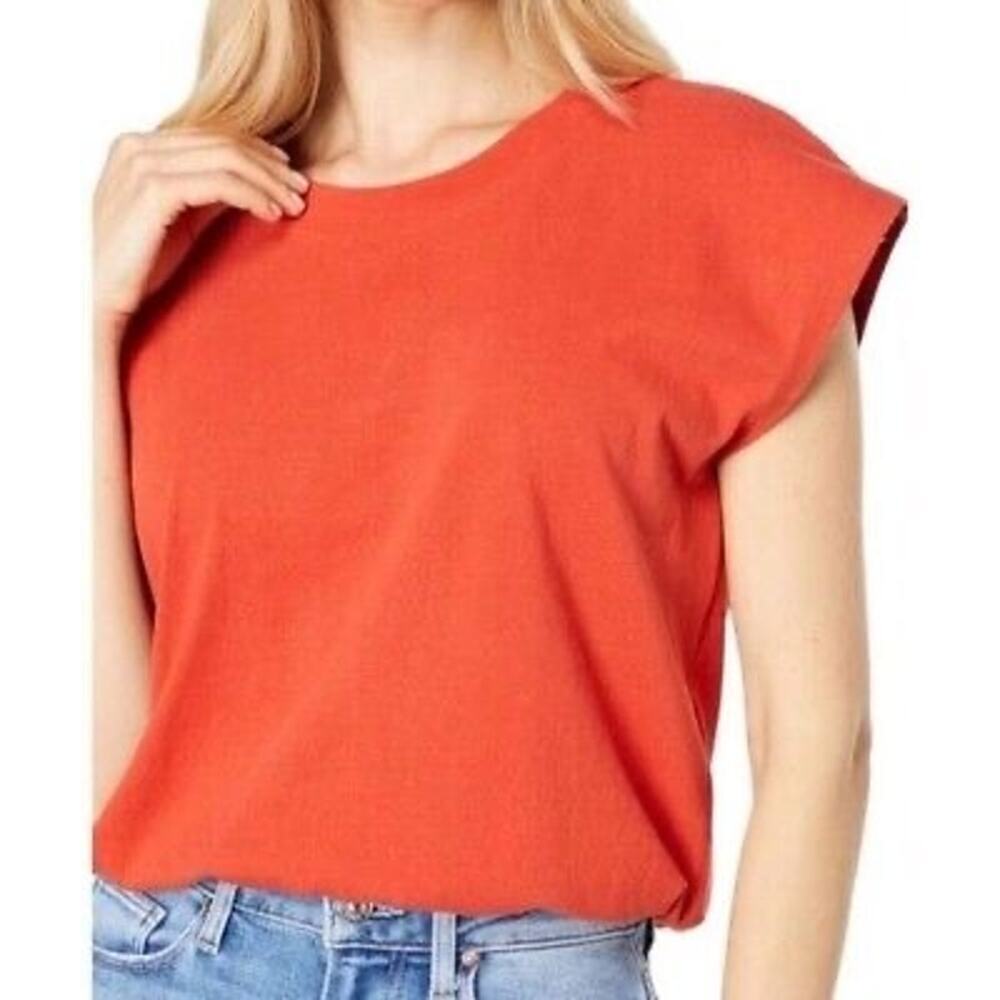 Madewell red banded muscle tee top size XS elastic waist cotton NWT crewneck